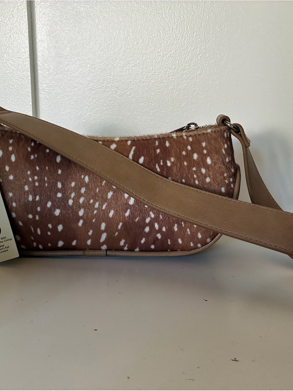No Boundaries Doe/Fawn Print Brown and White Spotted Shoulder Bag - Picture 5 of 10
